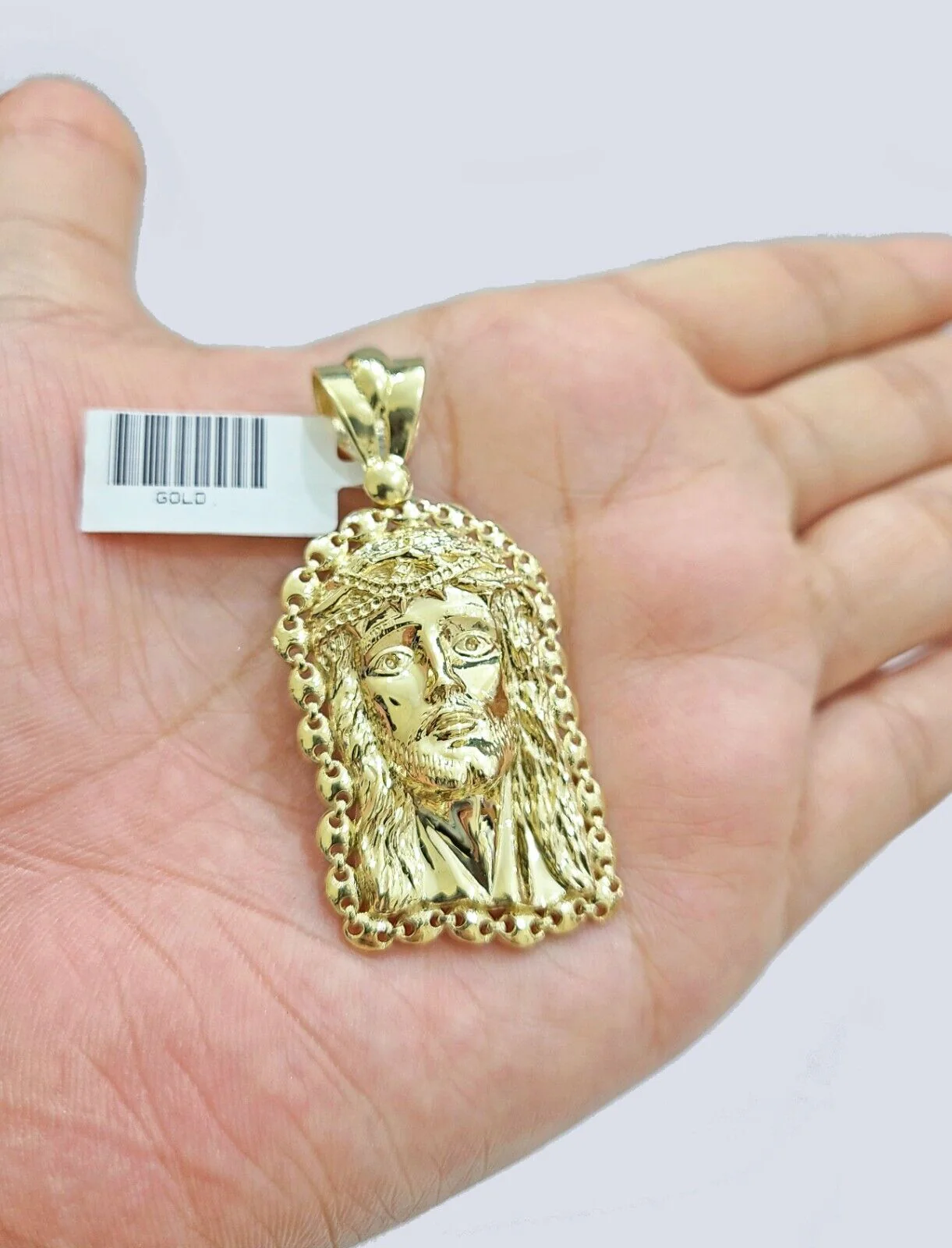 Real 10k Gold Jesus Head Charm Pendant 2'' Inch 10KT  Yellow Gold