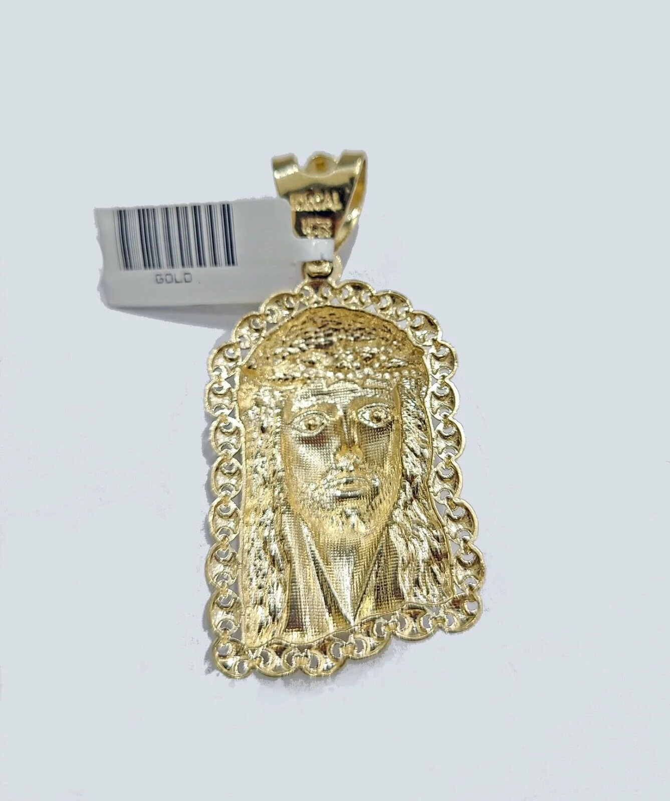 Real 10k Gold Jesus Head Charm Pendant 2'' Inch 10KT  Yellow Gold - Image 5