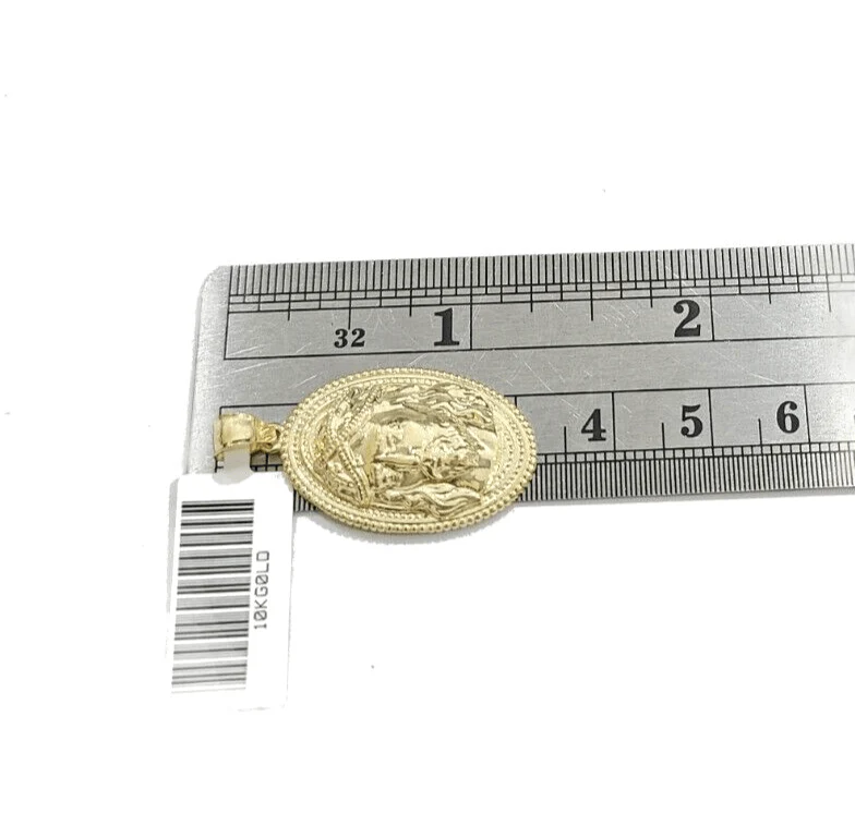 Real 10k Gold Jesus Head Circular Charm Pendant 10KT Yellow Gold - Image 4