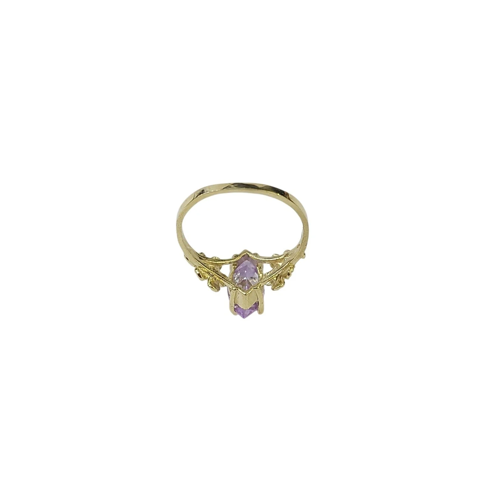 Real 10K Gold Ladies Floral Ring Marquise Cubic Zirconia Stone Ladies Statement - Image 3