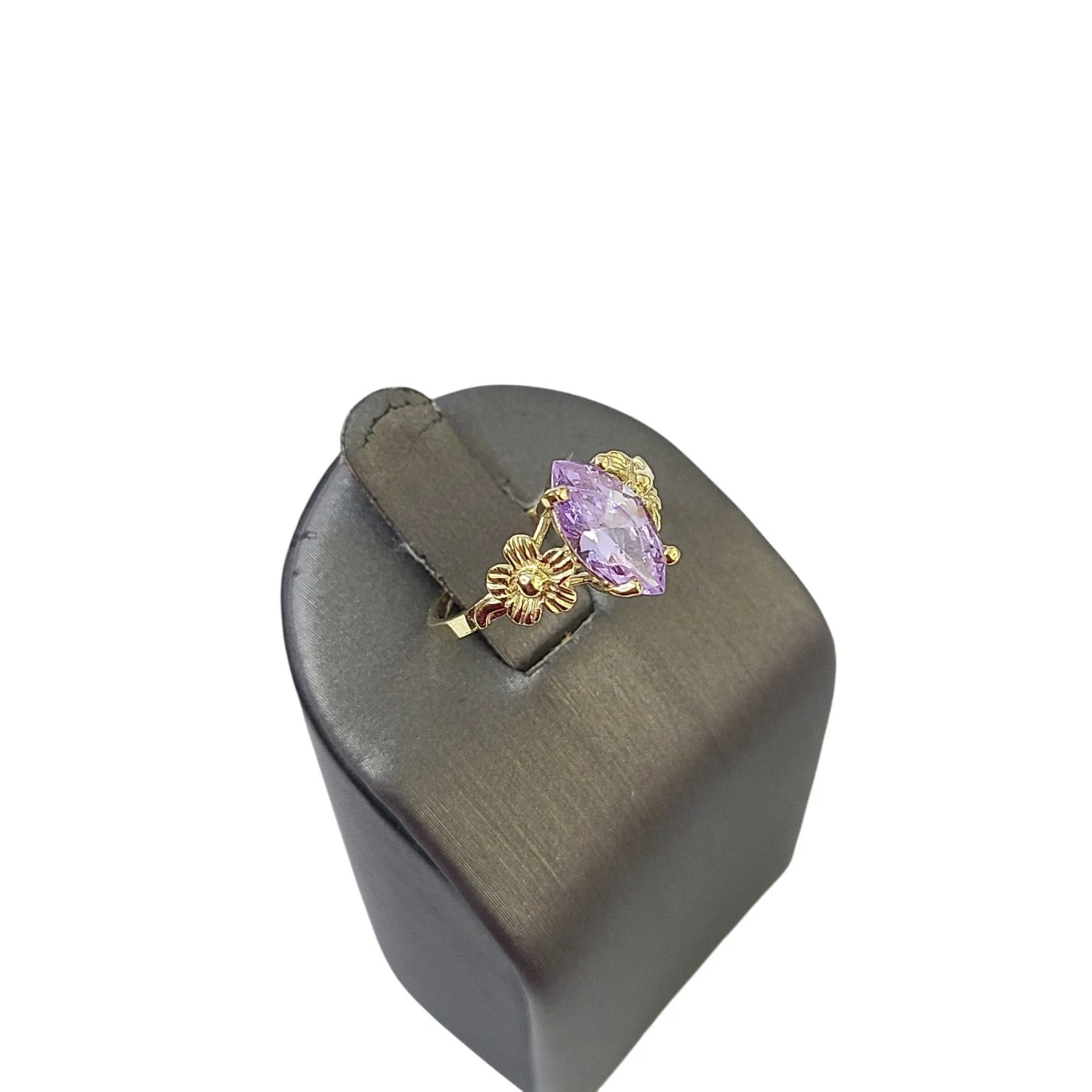 Real 10K Gold Ladies Floral Ring Marquise Cubic Zirconia Stone Ladies Statement - Image 7