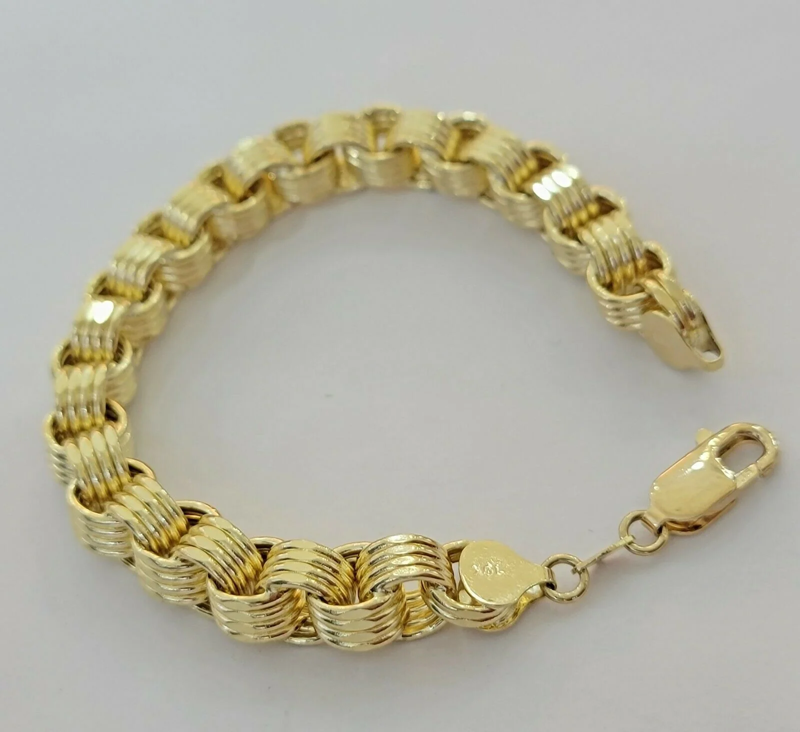 Real 10k Gold Mens Bracelet Byzantine Box 9" 9mm 10kt Yellow Gold Thick, Lobster - Image 4