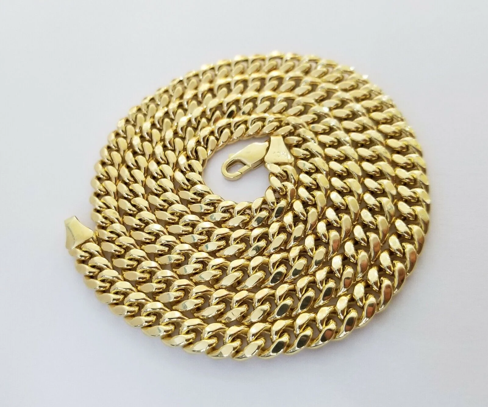 Real 10k Gold Miami Cuban Chain 7mm 22" Necklace,10kt Yellow Gold Lobster Lock - Image 2