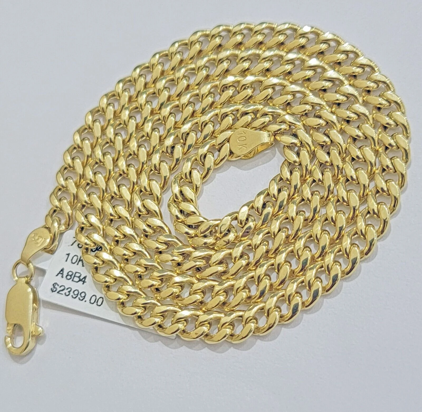 REAL 10k Gold Miami Cuban link Chain Pendant Nugget Charm & 5mm 22Inch Necklace - Image 7