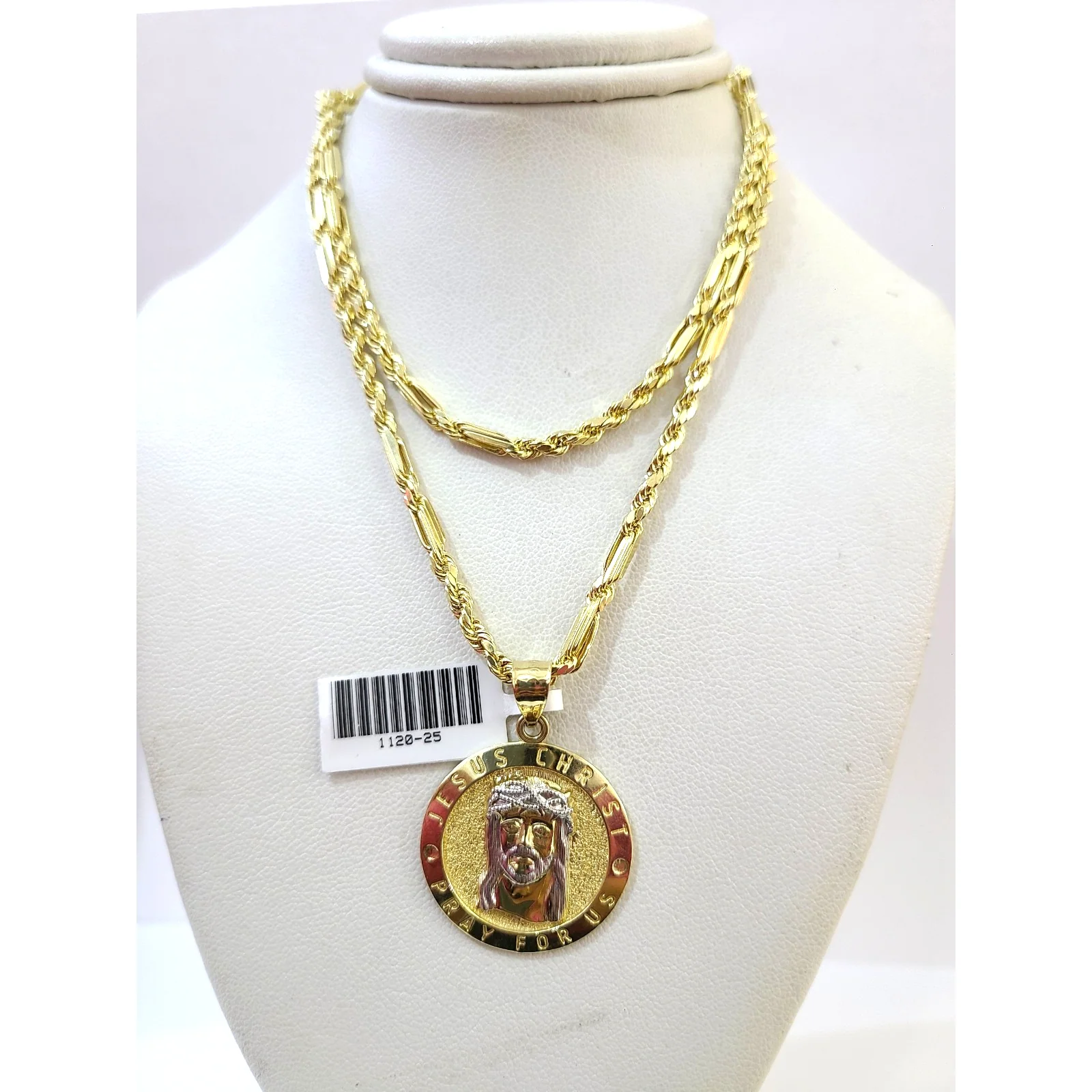 Real 10k Gold Milano Chain Jesus Christ Pendant Charm 18"-28" 3mm SET Necklace - Image 5