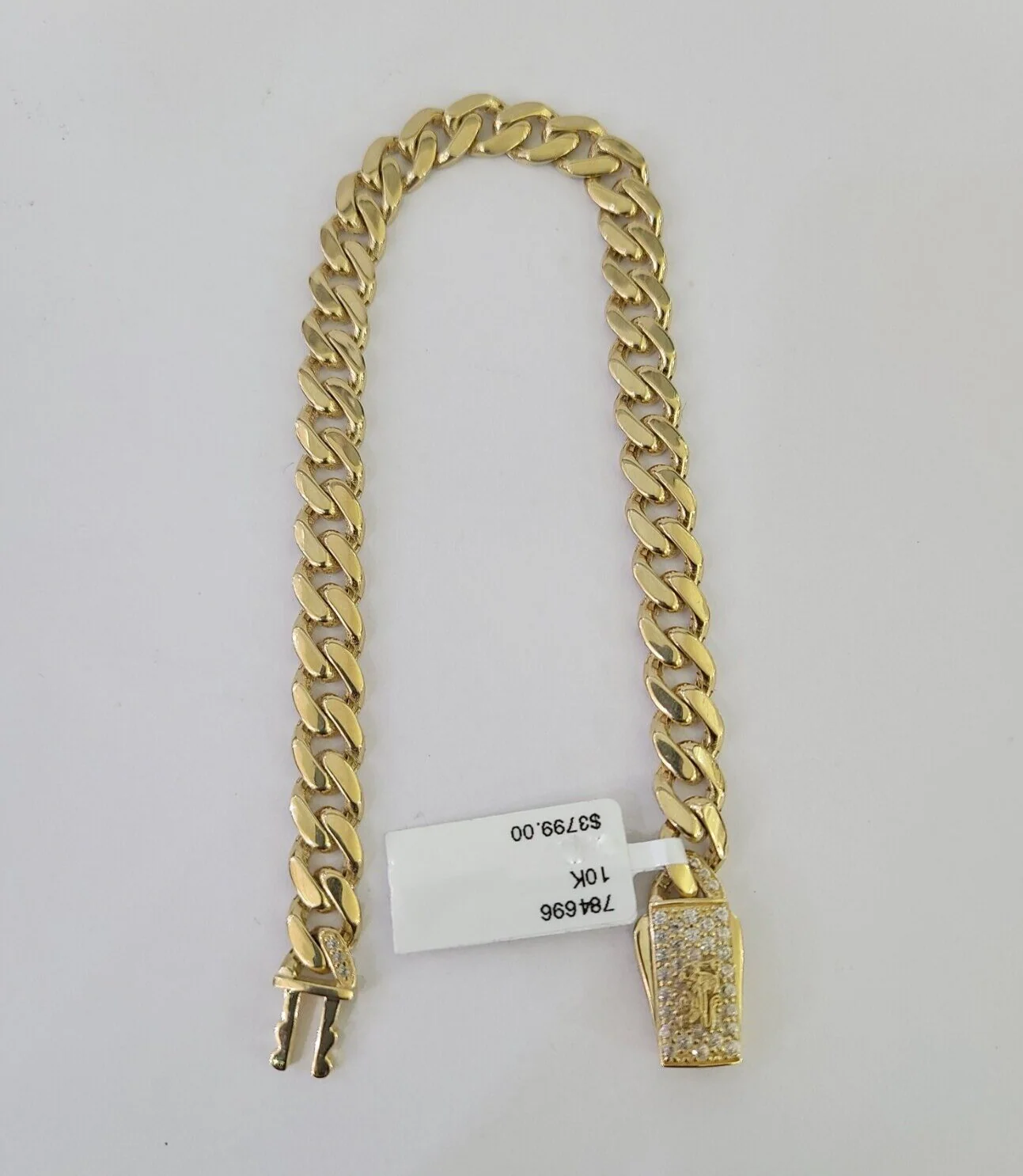Real 10k Gold Monaco link Bracelet 7mm 7" 8" 10kt Men Women Box Clasp Genuine - Image 2
