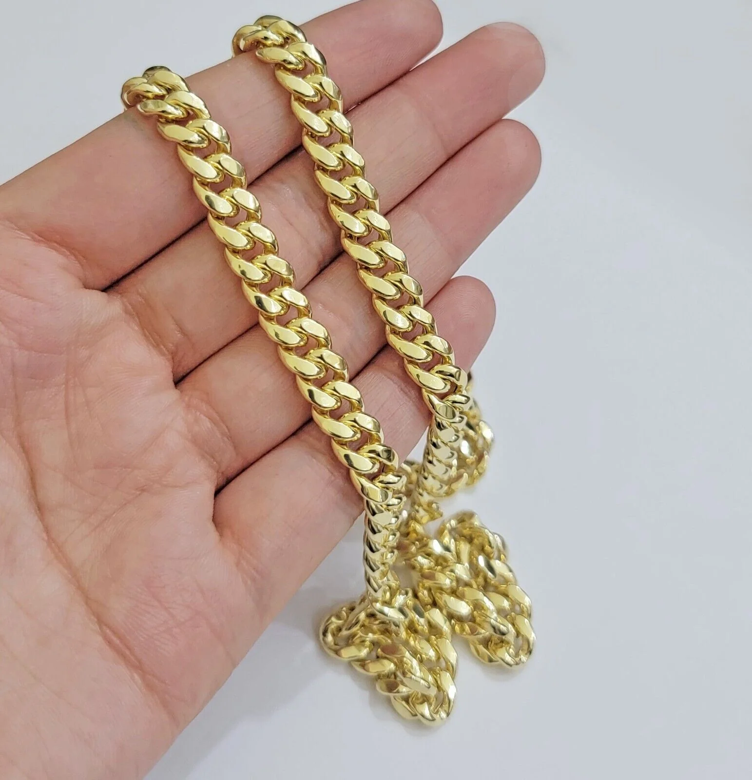 Real 10k Gold Necklace 22 Inch 8mm Miami Cuban Link Chain Men's 10KT BOX LOCK