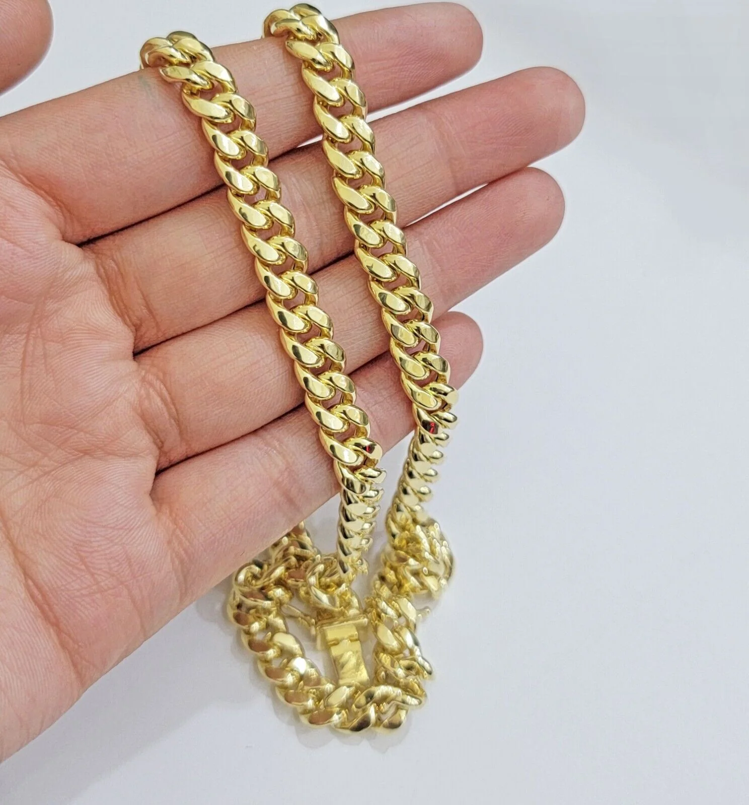 Real 10k Gold Necklace 22 Inch 8mm Miami Cuban Link Chain Men's 10KT BOX LOCK - Image 7