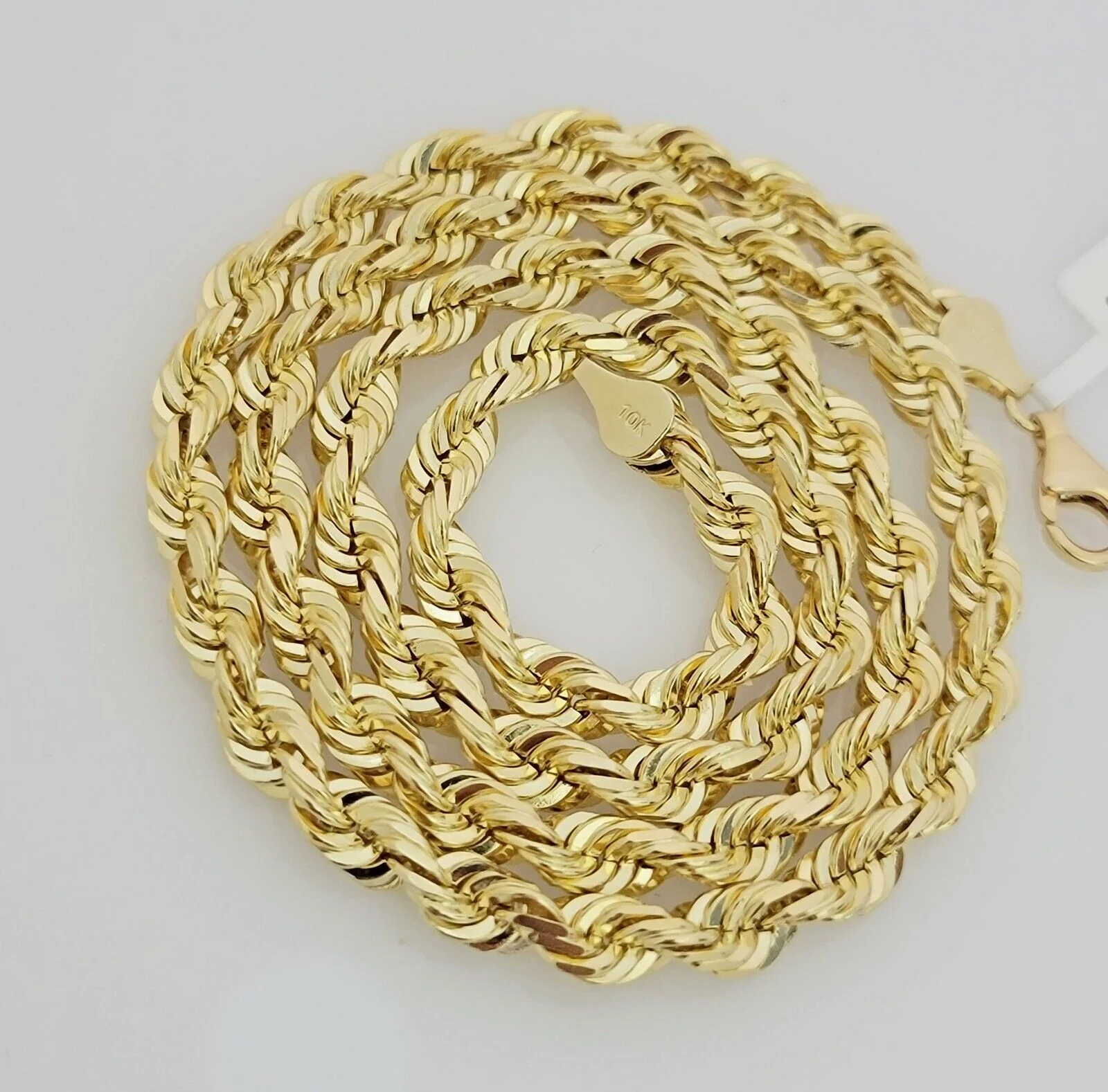 Real 10k Gold Necklace 6mm Rope 26 Inch Diamond Cut Solid 10kt Chain For mens