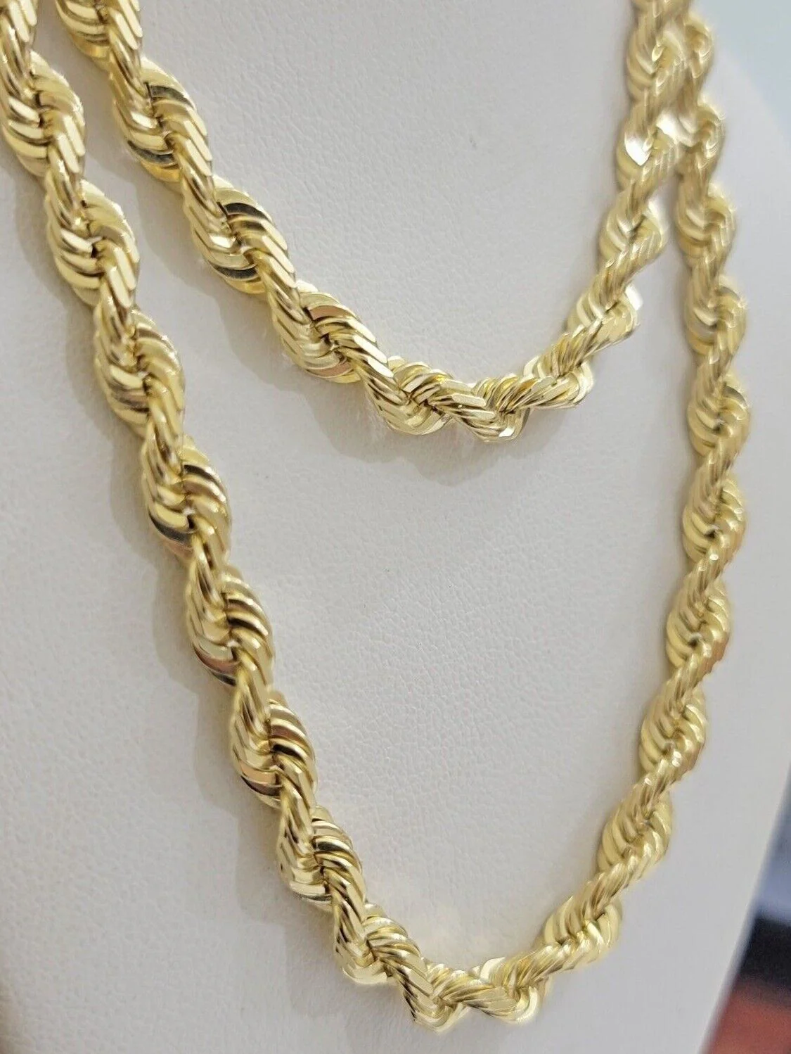Real 10k Gold Necklace 6mm Rope 26 Inch Diamond Cut Solid 10kt Chain For mens - Image 6