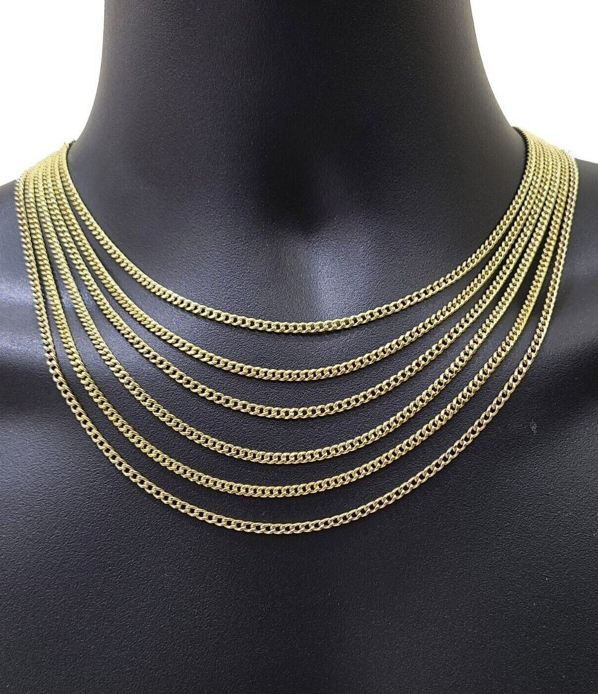 Real 10k Gold Necklace Chain Miami Cuban Link 3.5mm 18-26 Inch 10kt Men & Women - Image 2