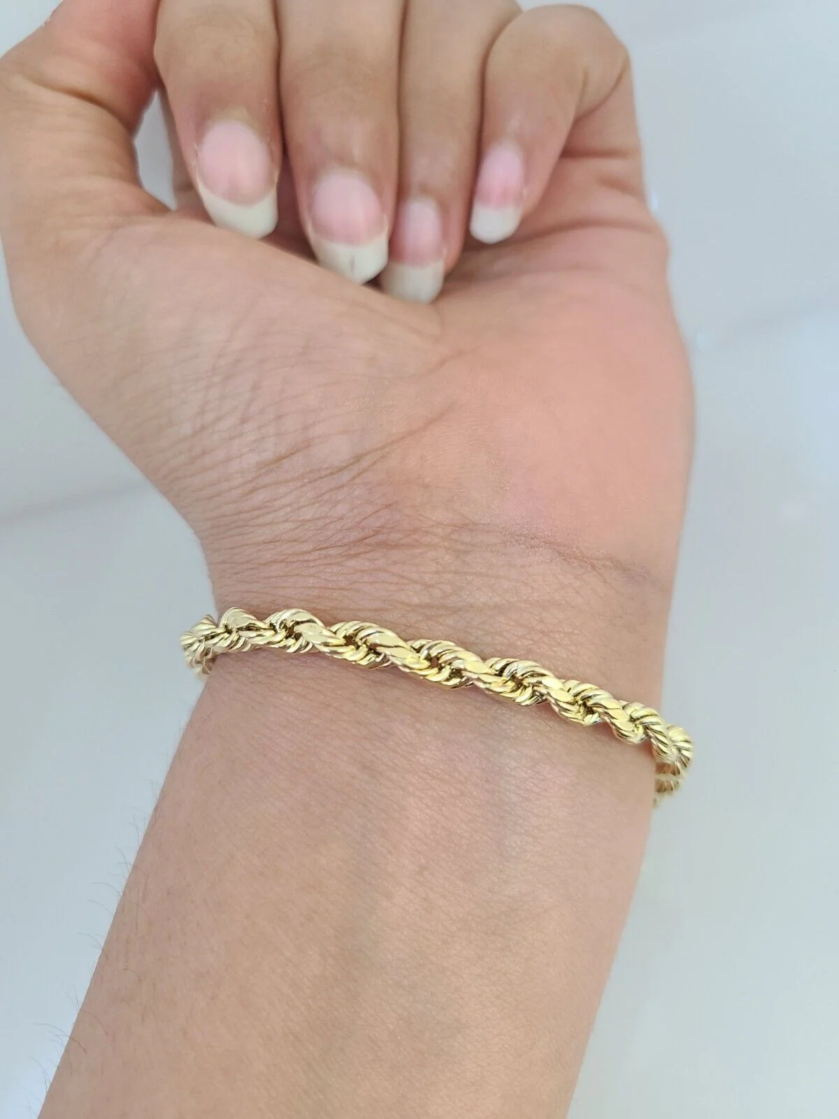 Real 10K Gold Rope Bracelet Yellow 7.5" Inch 5mm 10kt Men Women