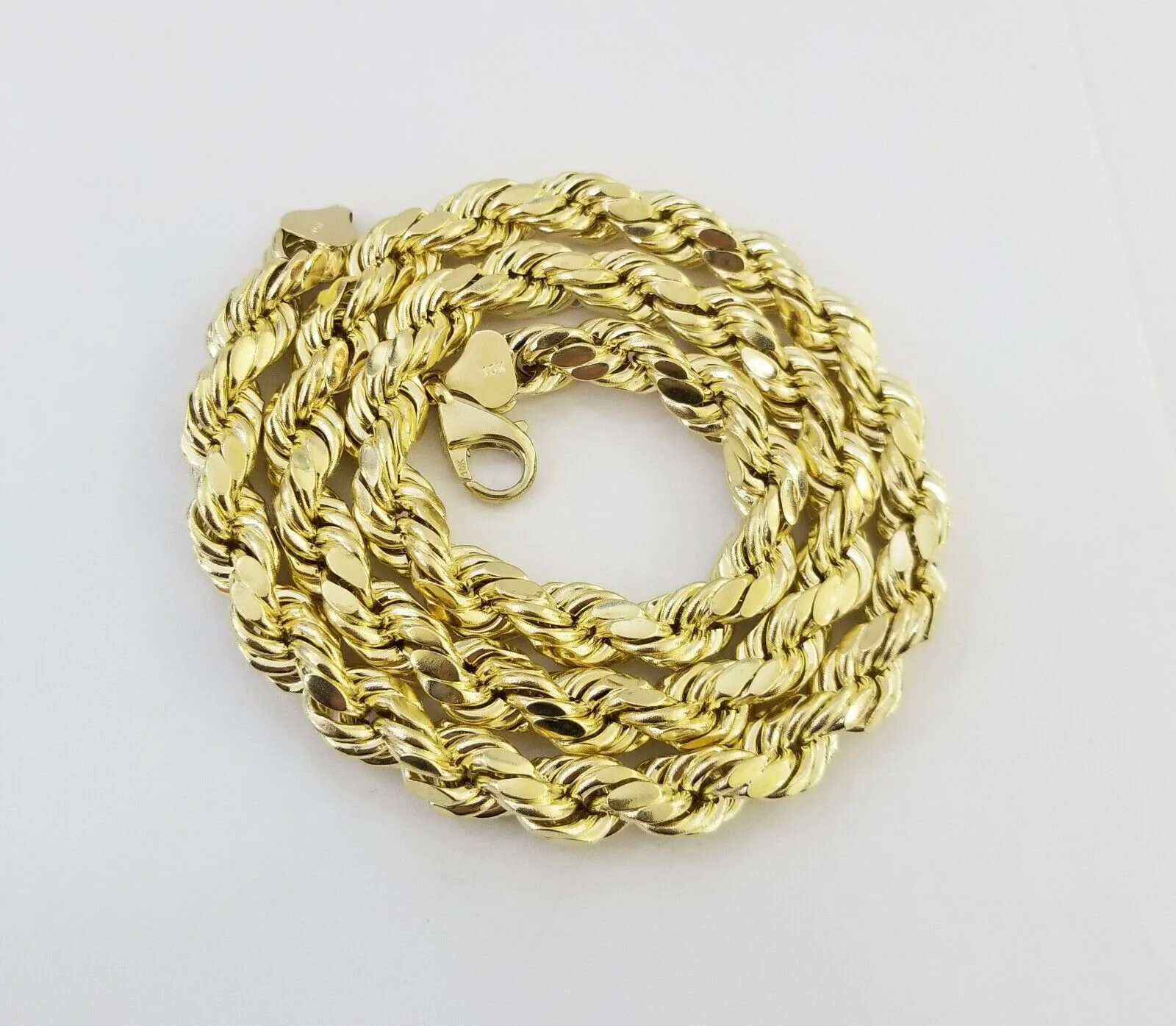 Real 10k Gold Rope Chain 26"Inch 10mm and nugget Cross Pendent 10kt yellow gold - Image 6
