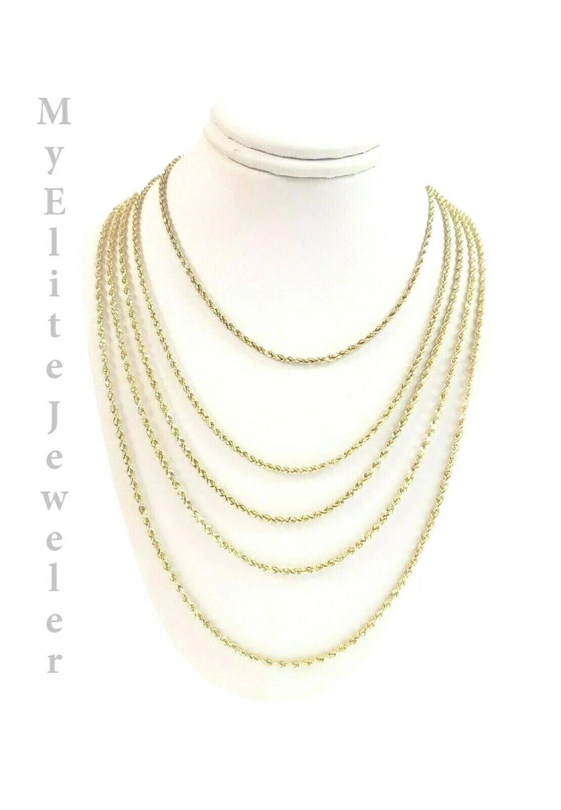 REAL 10K Gold Rope Chain 2mm Necklace 18-30 Inch Men's Ladies Kids For Pendant - Image 4