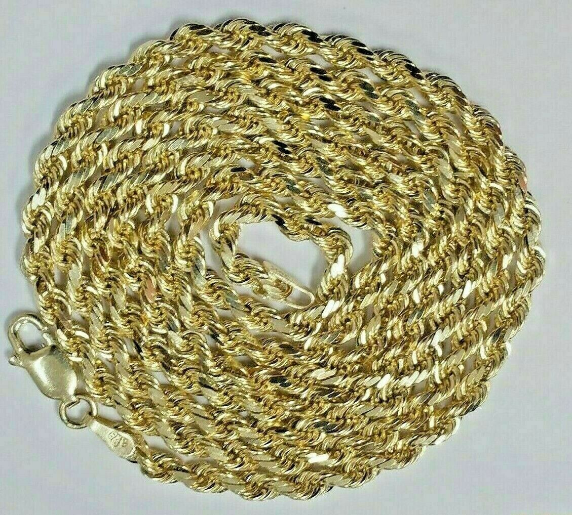 Real 10k Gold Rope chain 3mm 4mm Necklace 10KT yellow Gold 16-30" Diamond Cut - Image 5