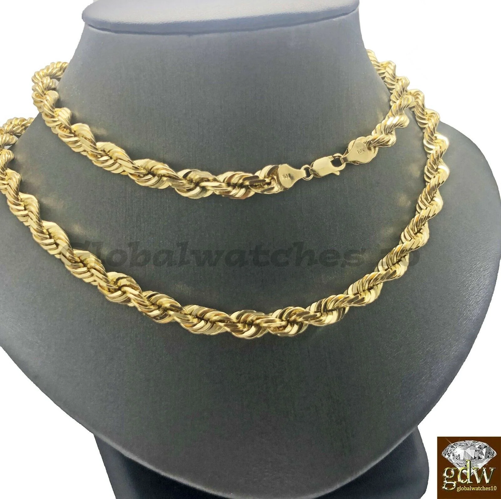 REAL 10K Gold Rope Chain 7mm 28 Inch Men Necklace SOLID 10 KT Gold Diamond Cut - Image 4