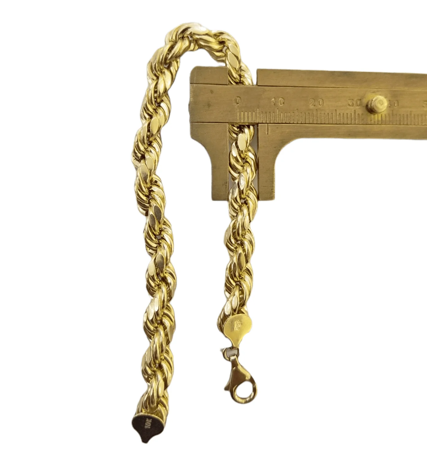 REAL 10k Gold Rope Chain Bracelet 7mm 8" Inch Lobster Clasp Link Rope - Image 4