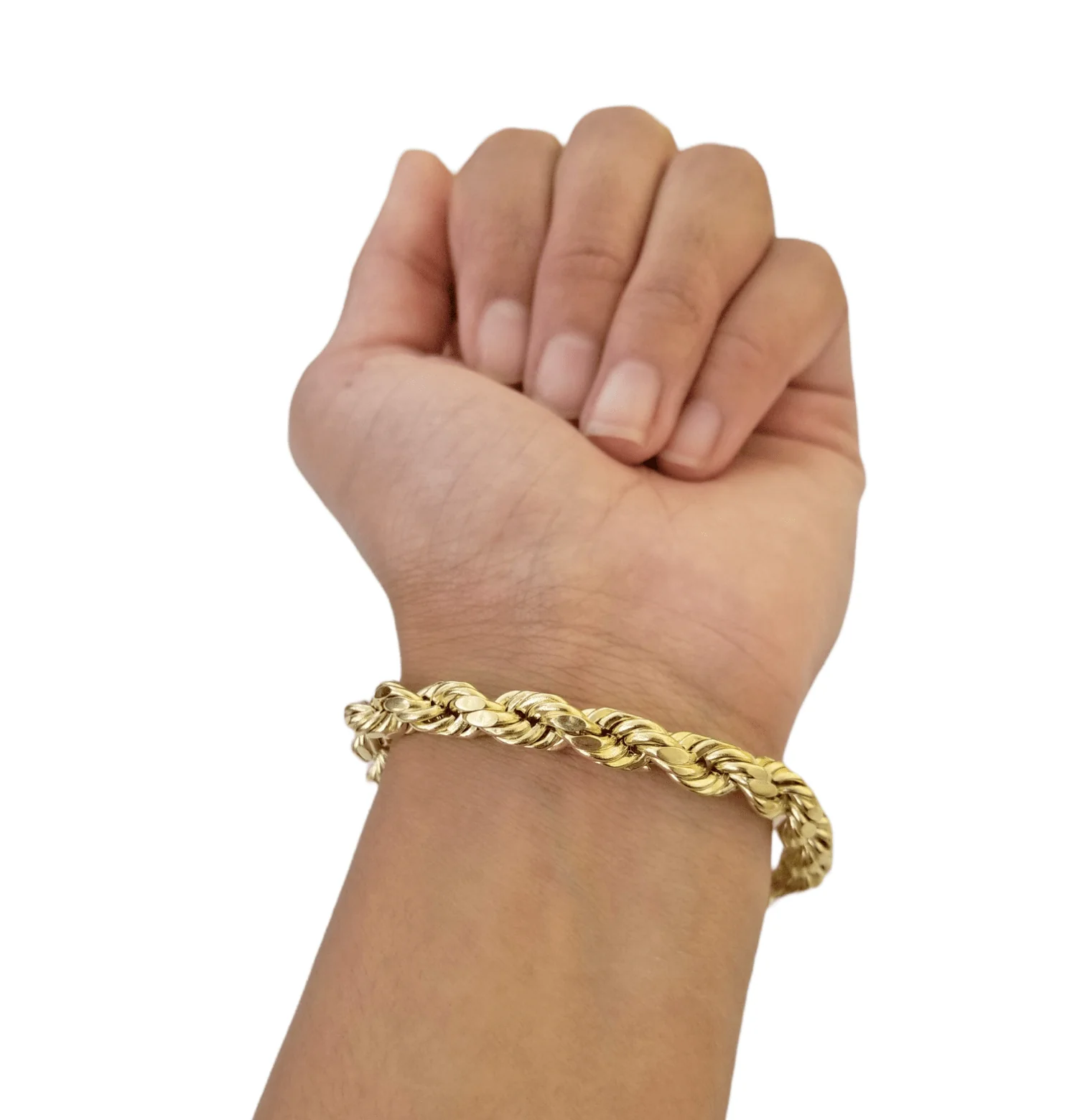 REAL 10k Gold Rope Chain Bracelet 7mm 8" Inch Lobster Clasp Link Rope - Image 5