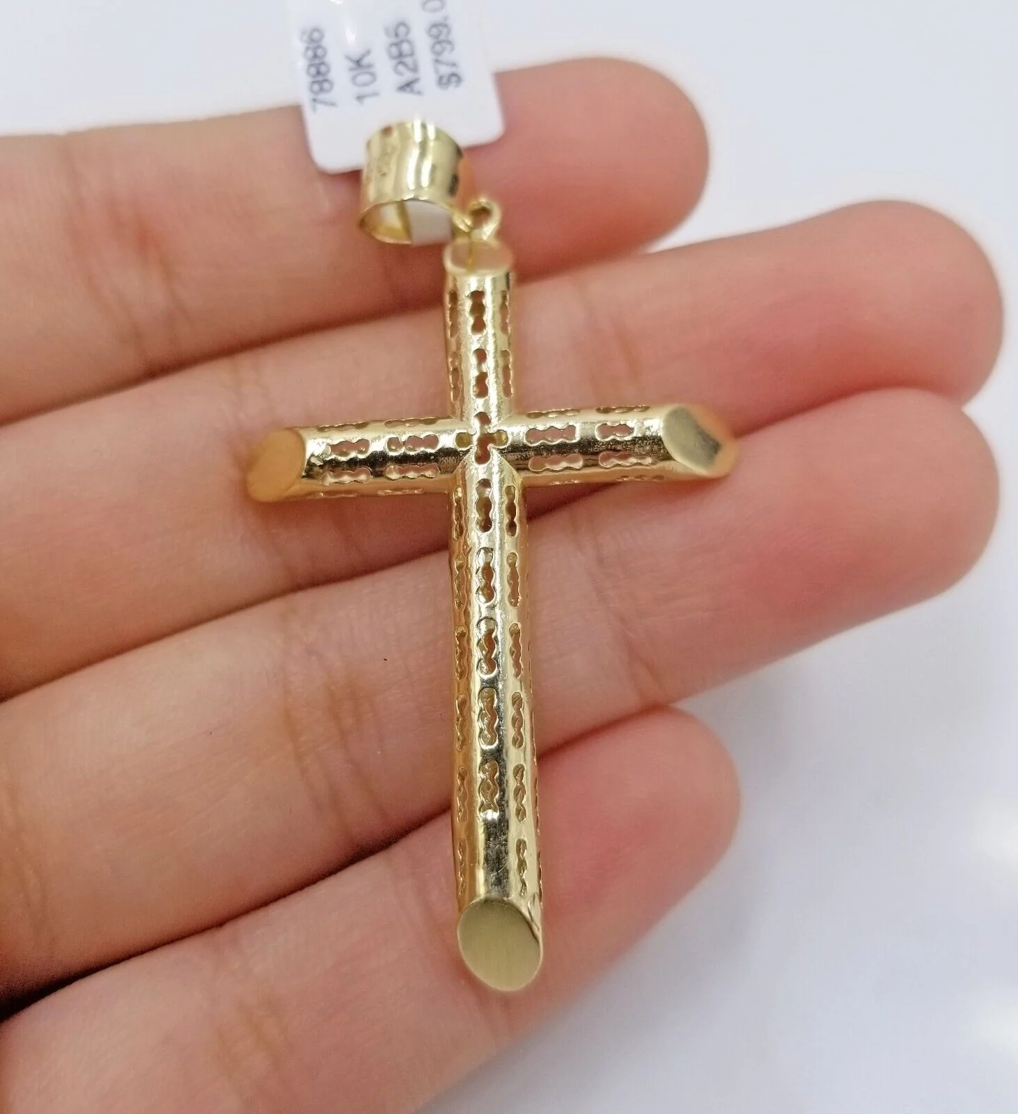 Real 10k Gold Rope Chain Cross Pendant, 3mm Necklace 20" inch With Charm, 10kt - Image 5