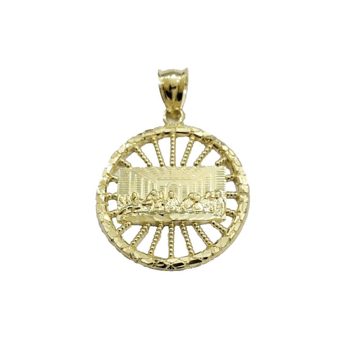 Real 10k Gold Rope Chain Last Supper Pendant Set, 24 Inch 3mm necklace & Charm - Image 2