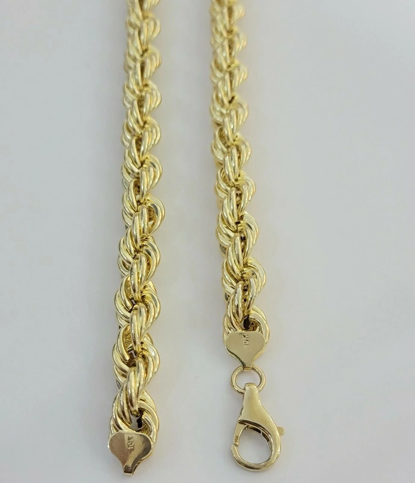 REAL 10k Gold Rope Chain Mens Necklace 12mm 22" 24" 26" 28" 30" 10kt Yellow Gold - Image 5