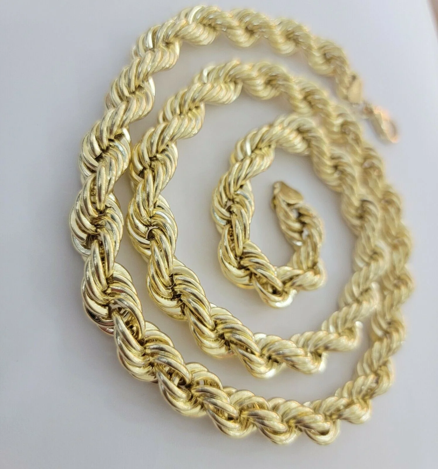 REAL 10k Gold Rope Chain Mens Necklace 12mm 22" 24" 26" 28" 30" 10kt Yellow Gold - Image 9