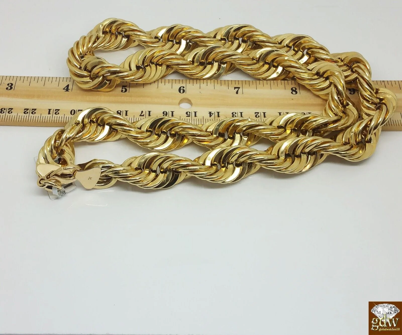 Real 10k Gold Rope Chain Necklace 26 Inch 15mm lobster Lock Authentic 10k - Image 6