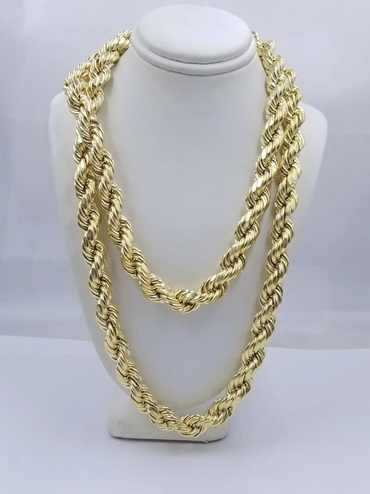 Real 10k Gold Rope Chain Necklace 9mm 28 Inch Diamond Cut 10kt Yellow Gold REAL - Image 5