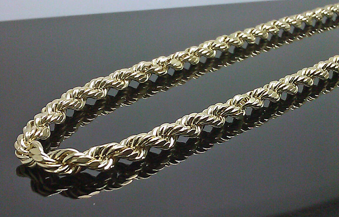 Real 10K Gold Rope Chain Necklace Men 6mm 22 Inch Real Gold - Image 2