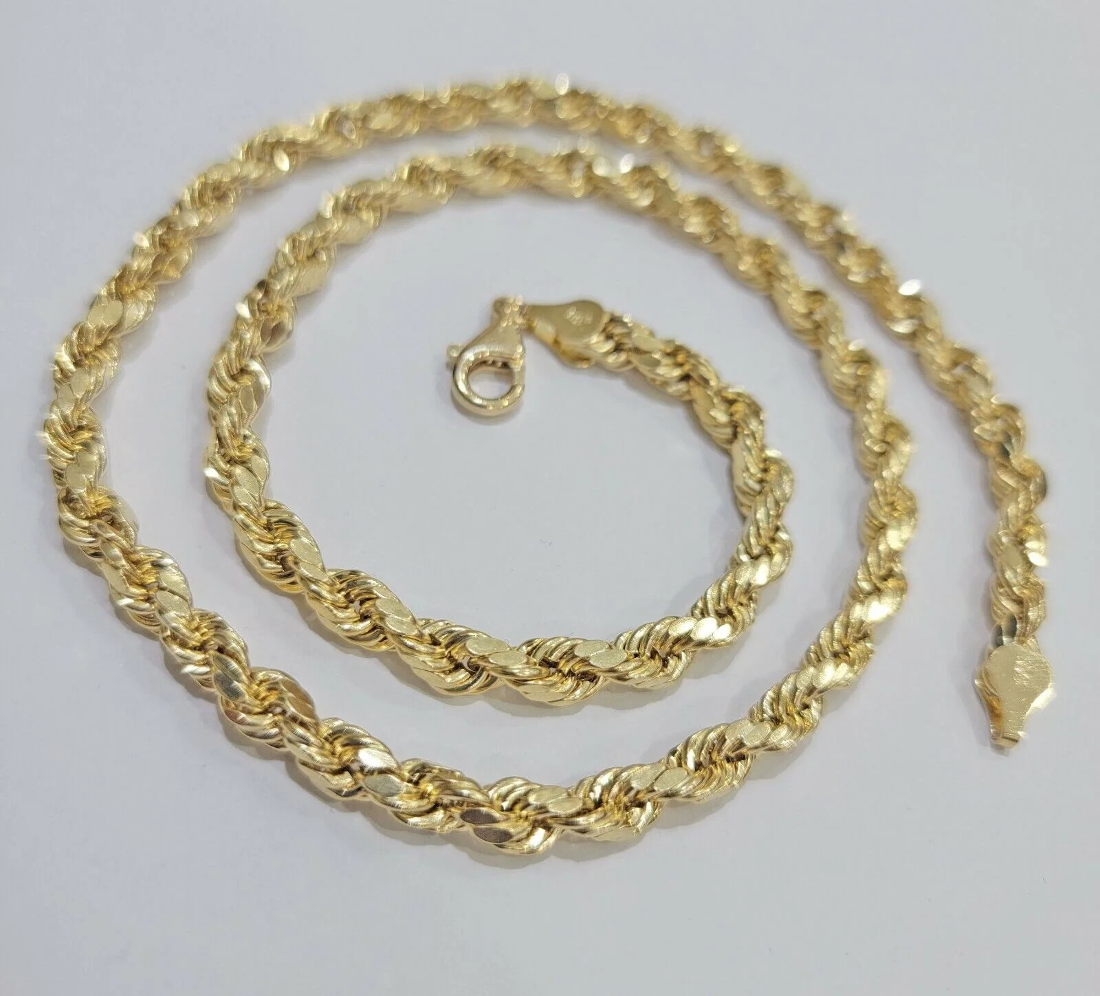 Real 10K Gold Rope Chain Necklace Men 6mm 22 Inch Real Gold - Image 3