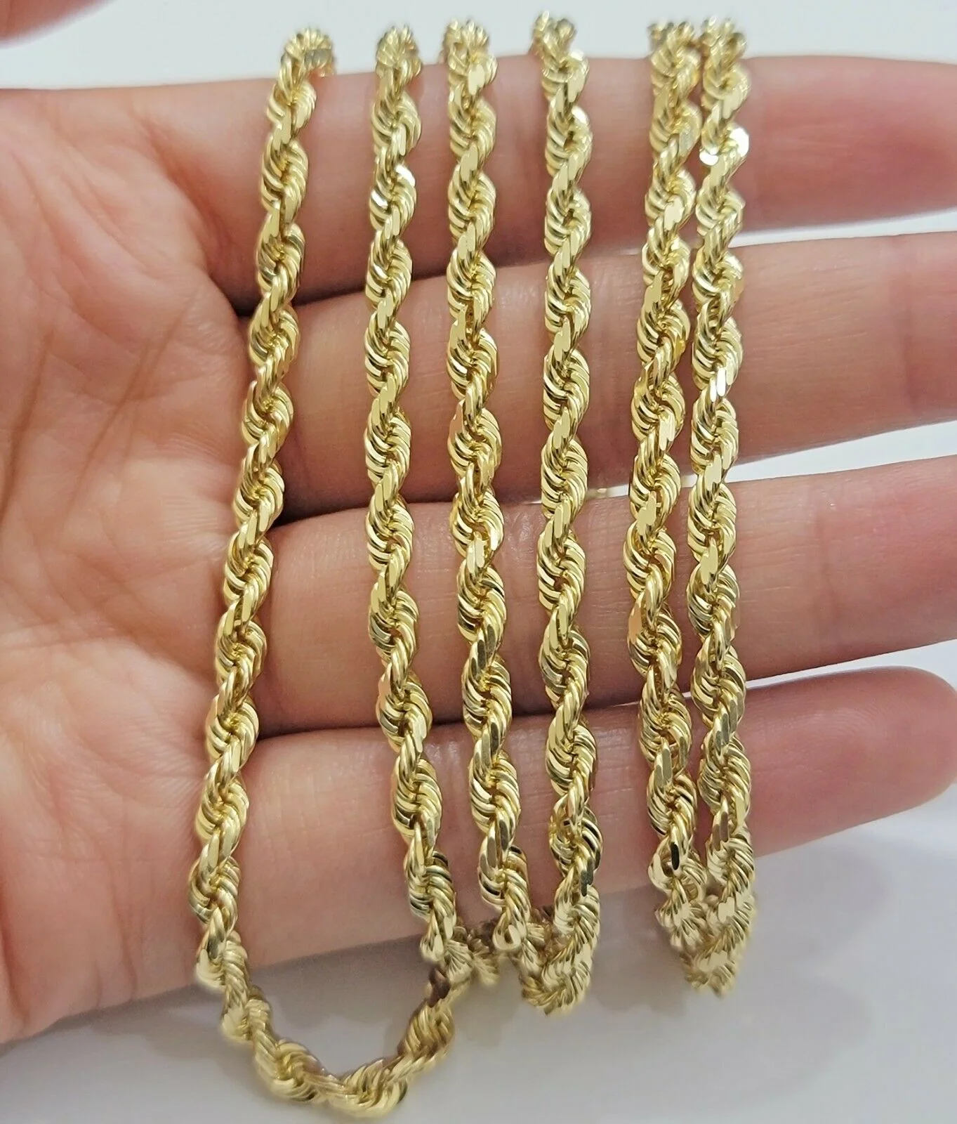 Real 10k Gold Rope Necklace Solid Chain 4mm 18"- 30" Inch REAL 10KT Yellow Gold - Image 6