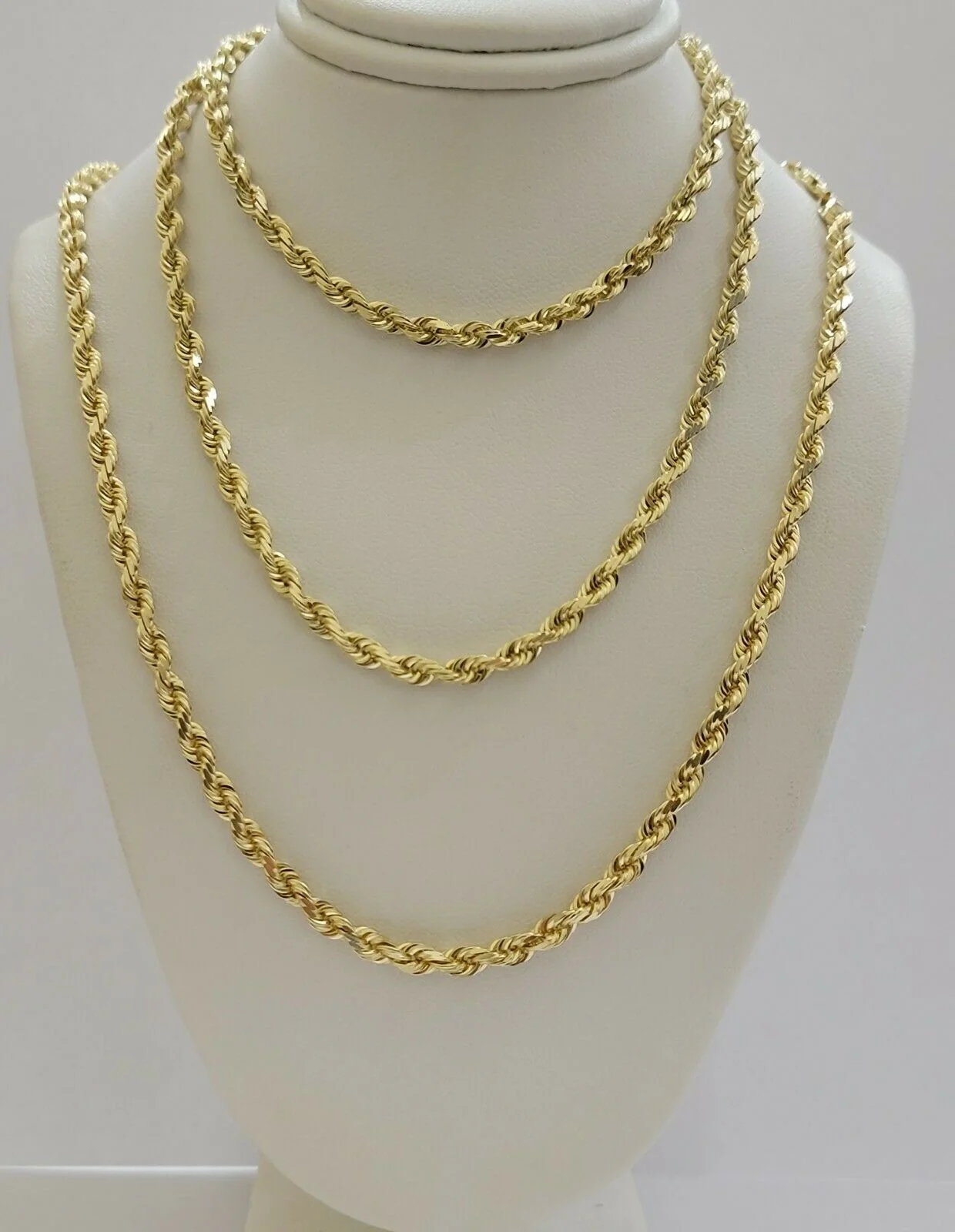 Real 10k Gold Rope Necklace Solid Chain 4mm 18"- 30" Inch REAL 10KT Yellow Gold - Image 9