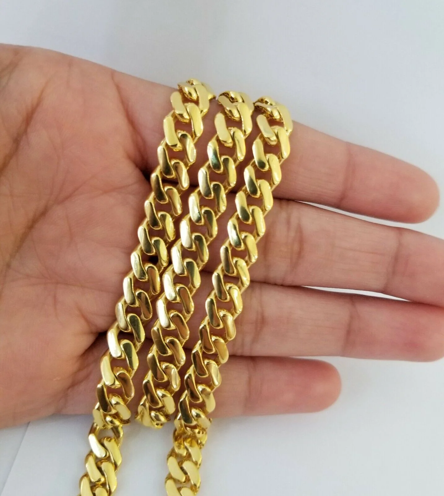 Real 10k Gold Royal Miami Cuban Monaco Link 8mm 22" yellow gold necklace - Image 3