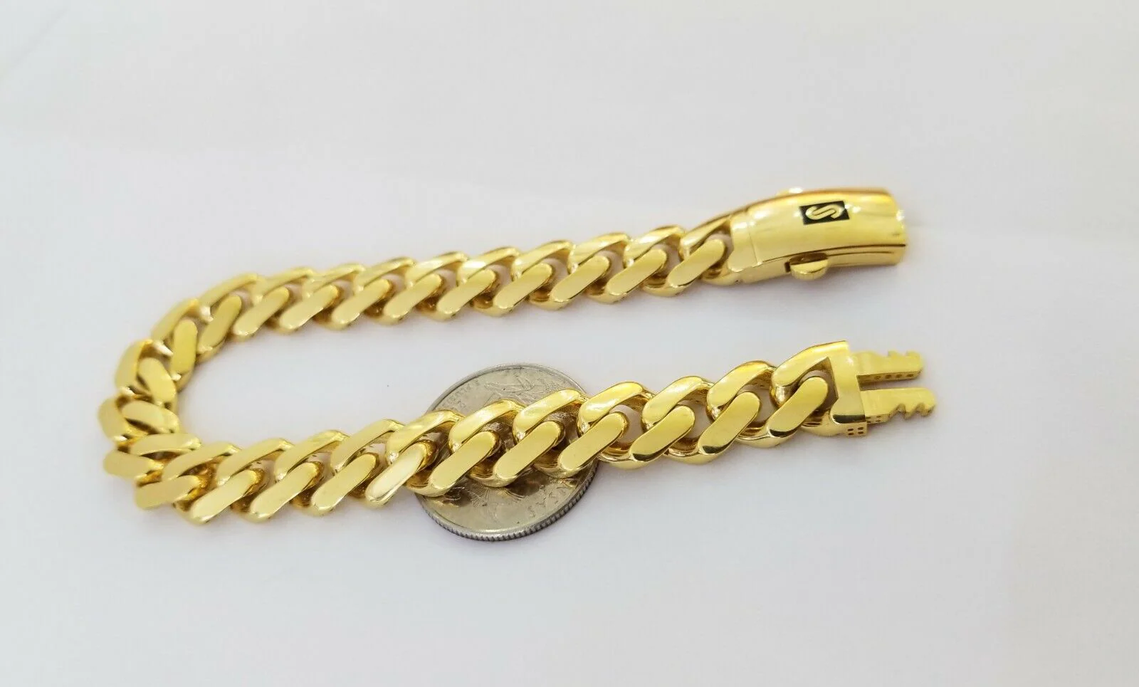 Real 10K Gold Royal Monaco Miami Cuban Link 9" Chain Bracelet w Box Clasp 11mm - Image 7