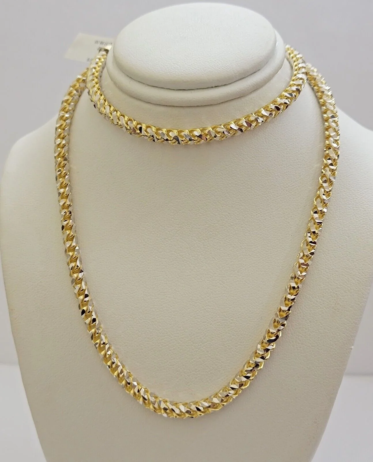 Real 10k Gold Solid Palm Chain Necklace Diamond cut 4.5mm 24" 10kt Unique Design - Image 6