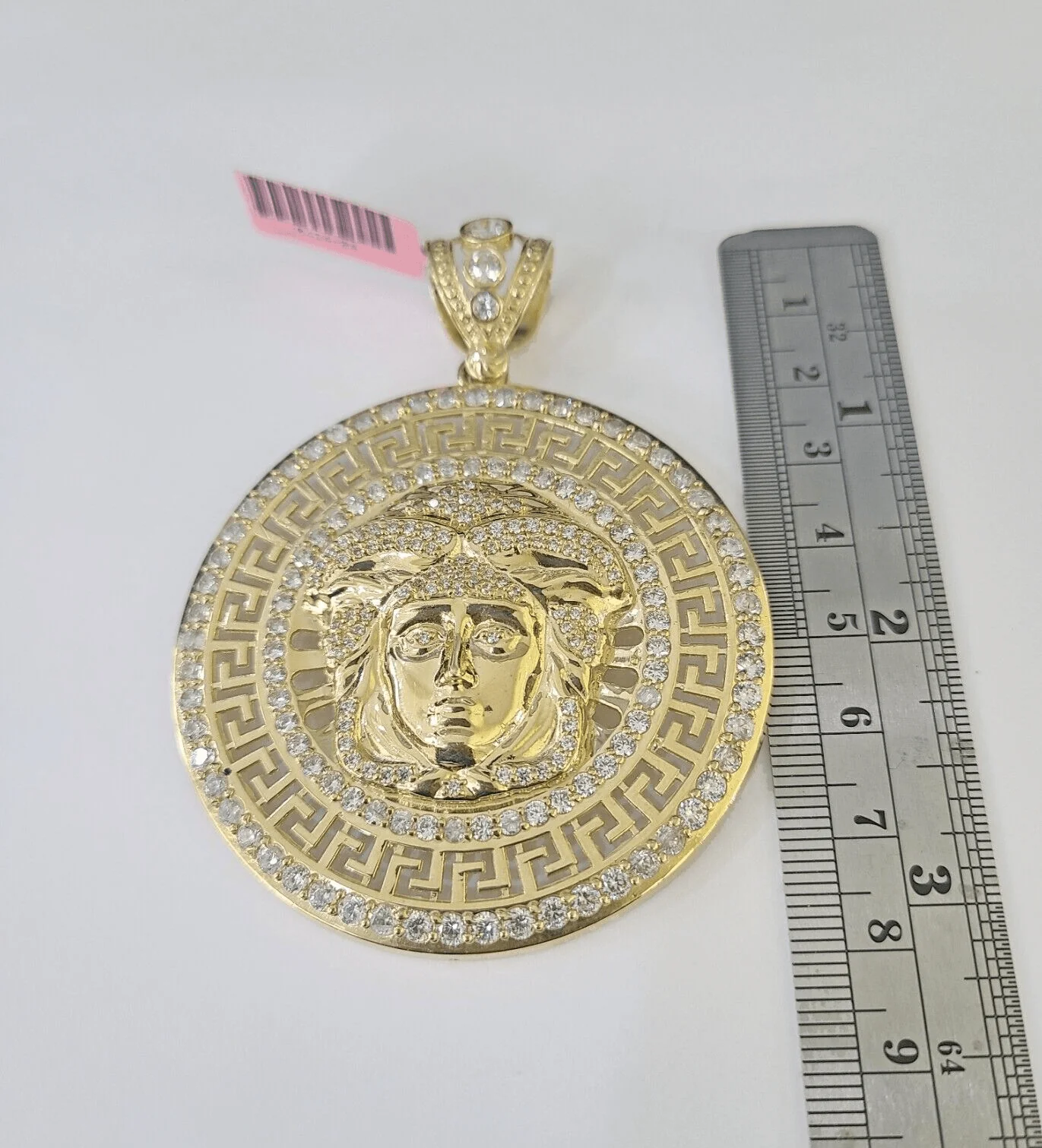Real 10k Head Charm Pendant Yellow Gold 3" Inches Round Charm Circular 10kt - Image 2