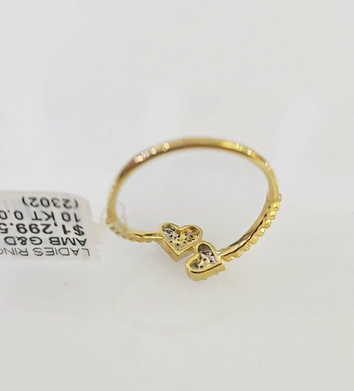 Real 10k Hearts Diamond Ladies Ring Women Casual 10Kt Yellow Gold All Sizes - Image 2