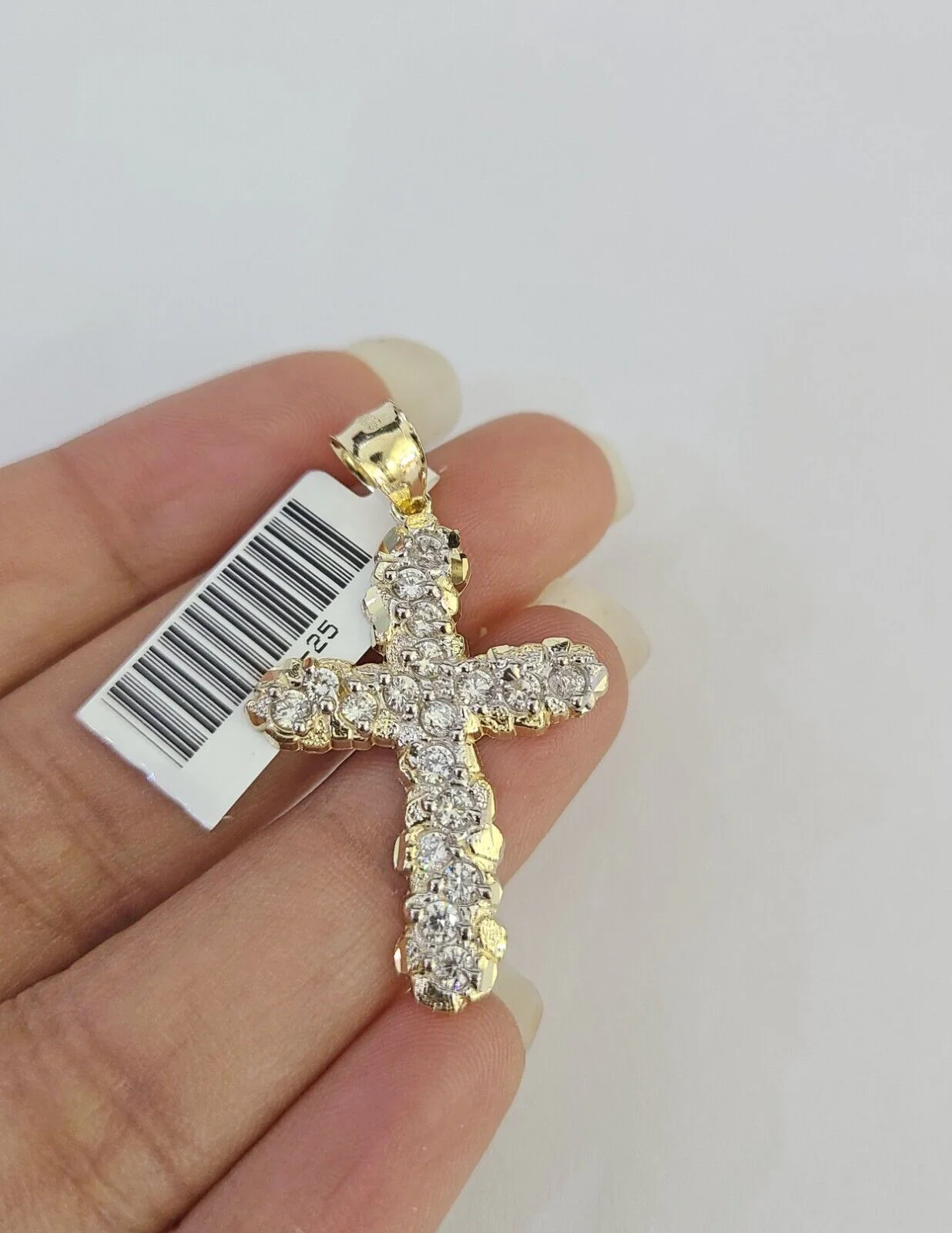 Real 10k Jesus Cross Charm Pendant Yellow Gold 1.5" inches Genuine Religious