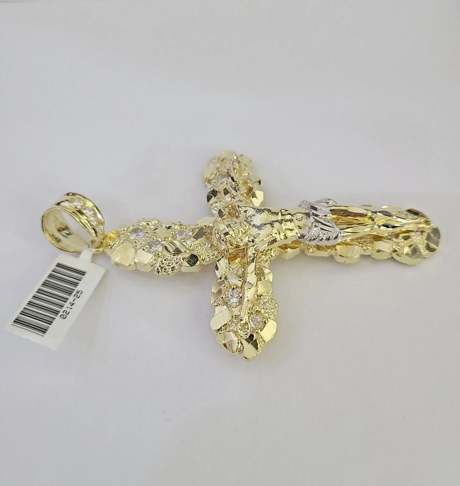 Real 10k Jesus Cross Charm Pendant Yellow Gold 3.5 inches Crucifix - Image 4