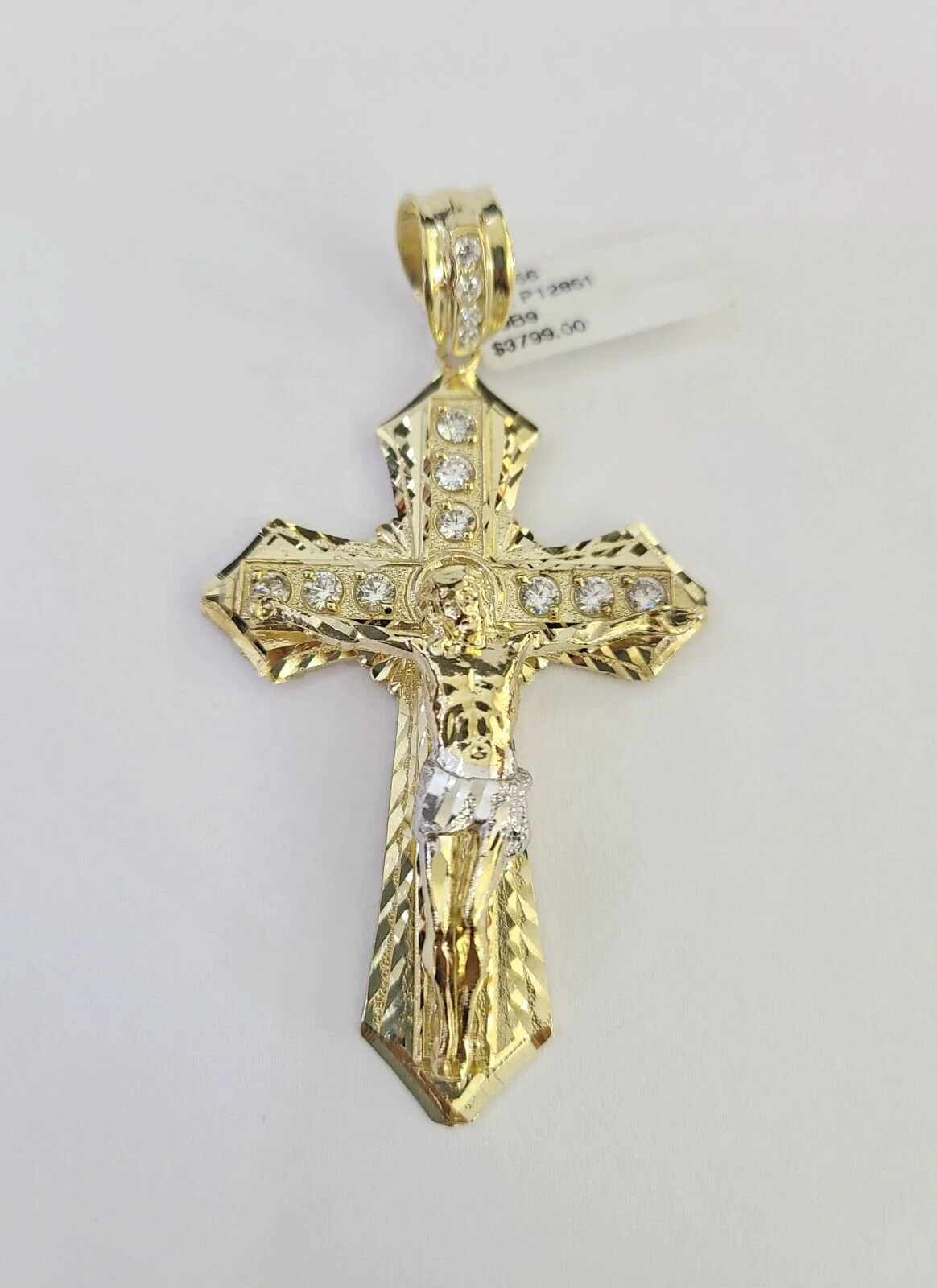 Real 10k Jesus Cross Charm Pendant Yellow Gold 3" inches Crucifix Religious - Image 3
