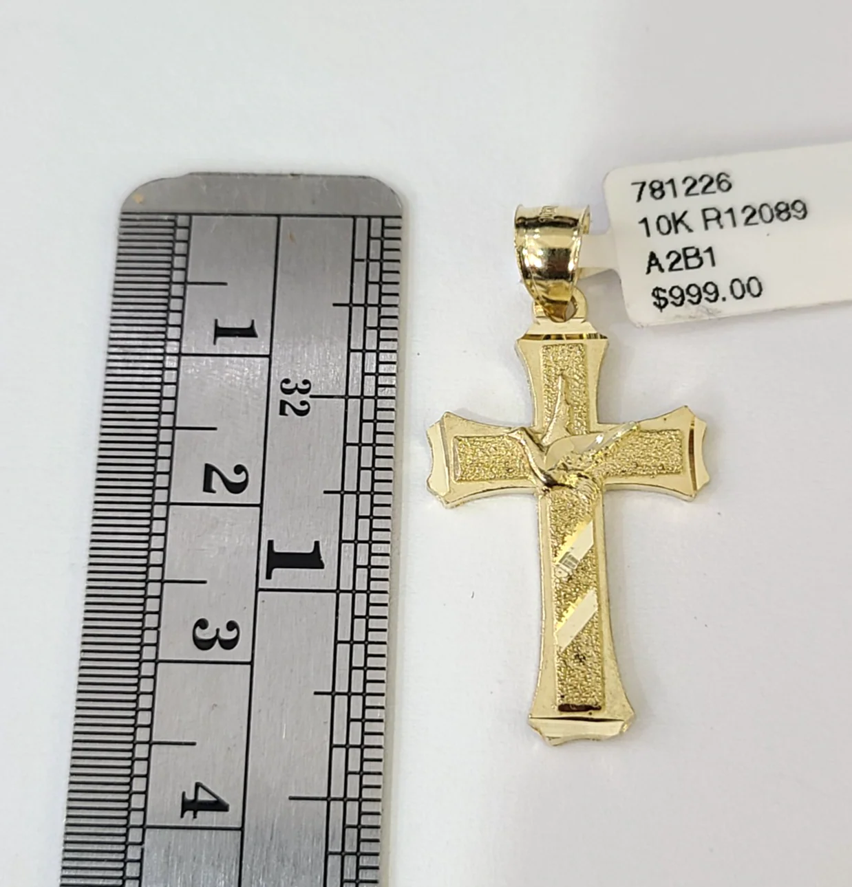 Real 10K Jesus Cross Crucifix Pendant Yellow Gold Charm Genuine - Image 2