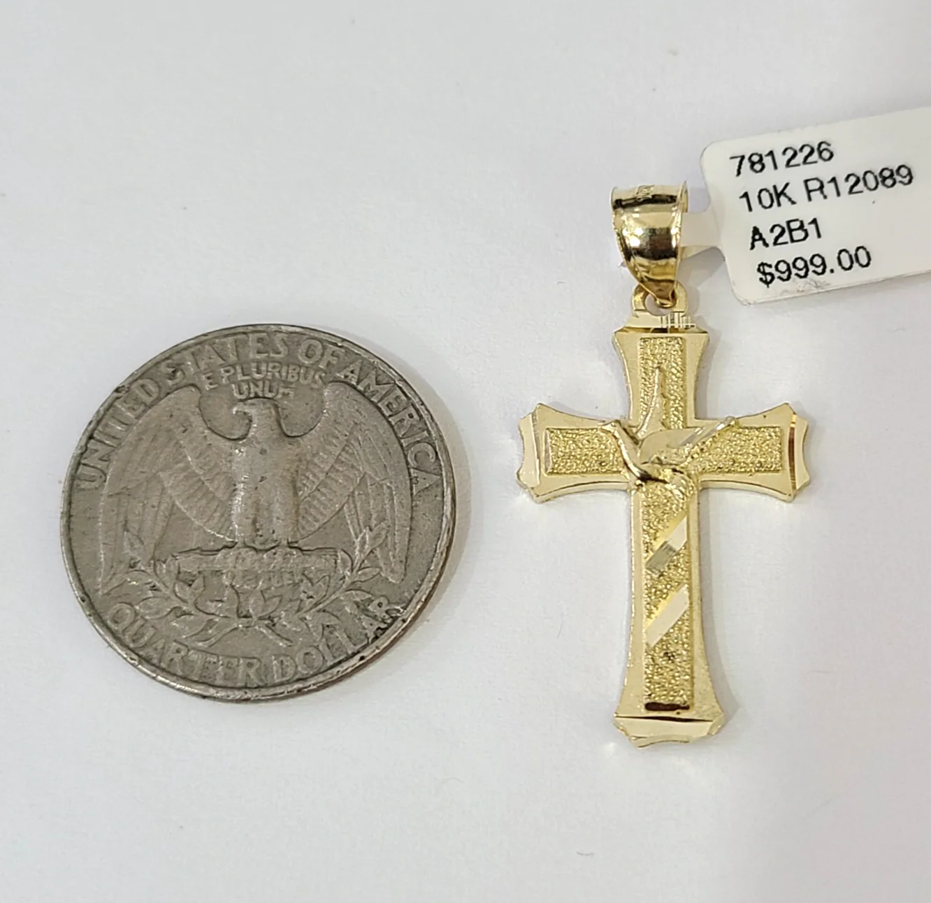 Real 10K Jesus Cross Crucifix Pendant Yellow Gold Charm Genuine - Image 3