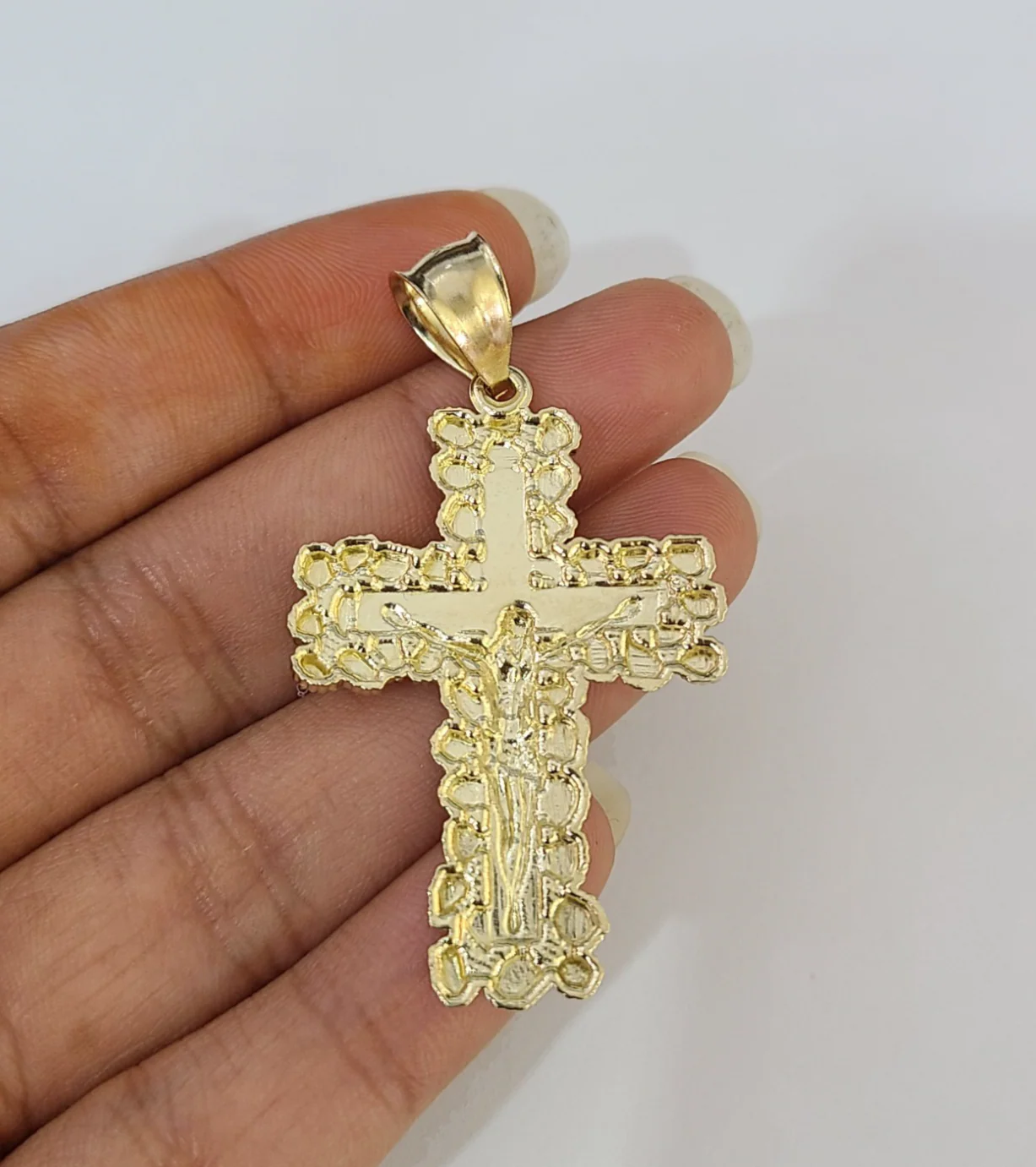 Real 10K Jesus Cross Pendant Crucifix Yellow Gold Charm Genuine 10kt - Image 4