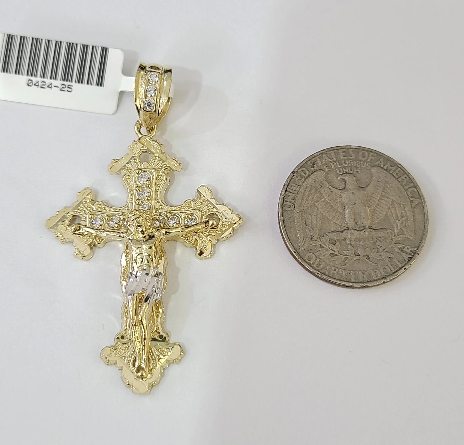 Real 10K Jesus Cross Pendant Crucifix Yellow Gold Charm Genuine - Image 3