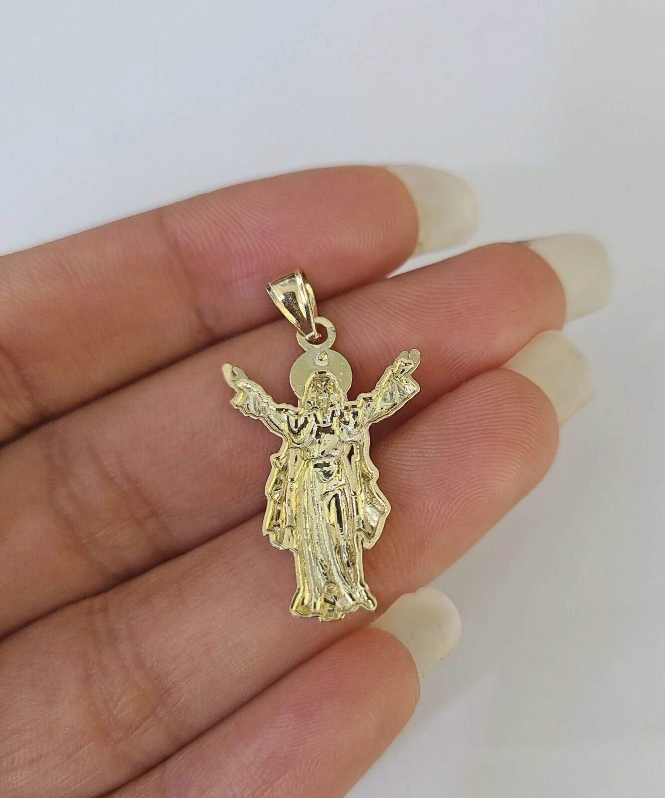 Real 10K Jesus Full Body Pendant Charm Genuine Religious Yellow Gold 1.25" - Image 6