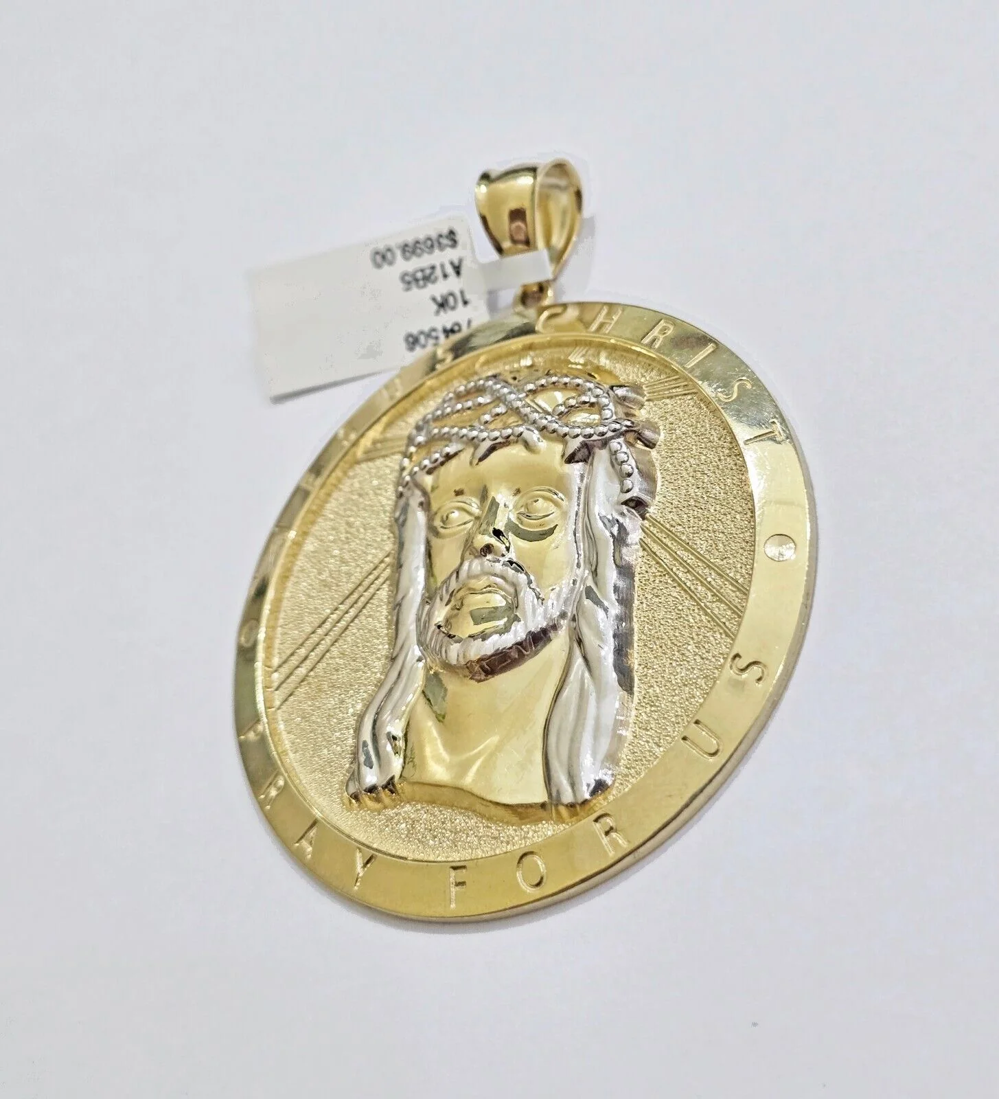 Real 10k Jesus head Charm pendant Mens 2.5 Inch Circular charm Real 10kt - Image 5