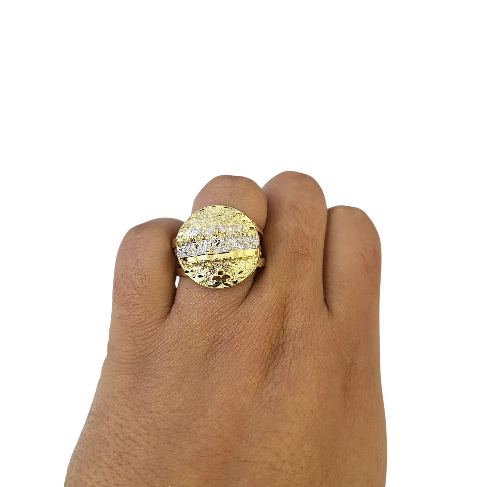 Real 10k Last Supper Ring Yellow Gold Men 10Kt Genuine