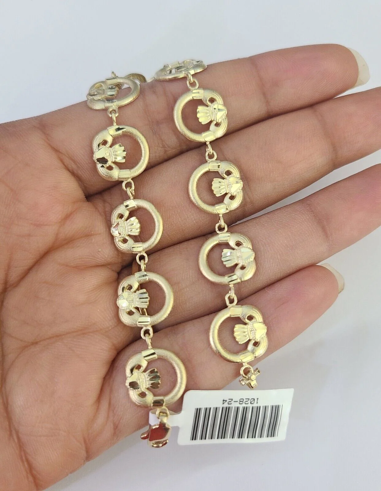Real 10K Love Claddagh Friendship Bracelet 11mm 7 Inches 10kt Yellow Gold - Image 4