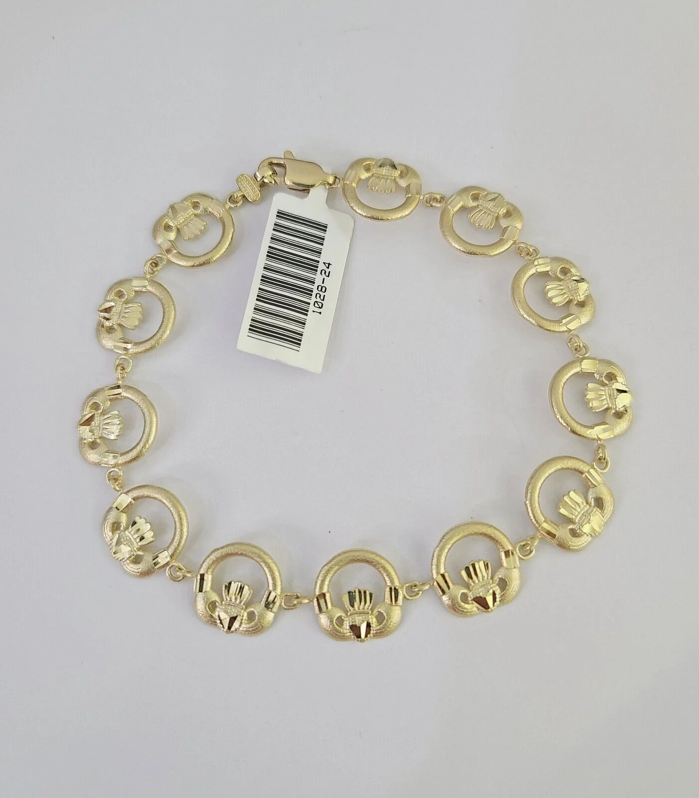 Real 10K Love Claddagh Friendship Bracelet 11mm 7 Inches 10kt Yellow Gold - Image 6