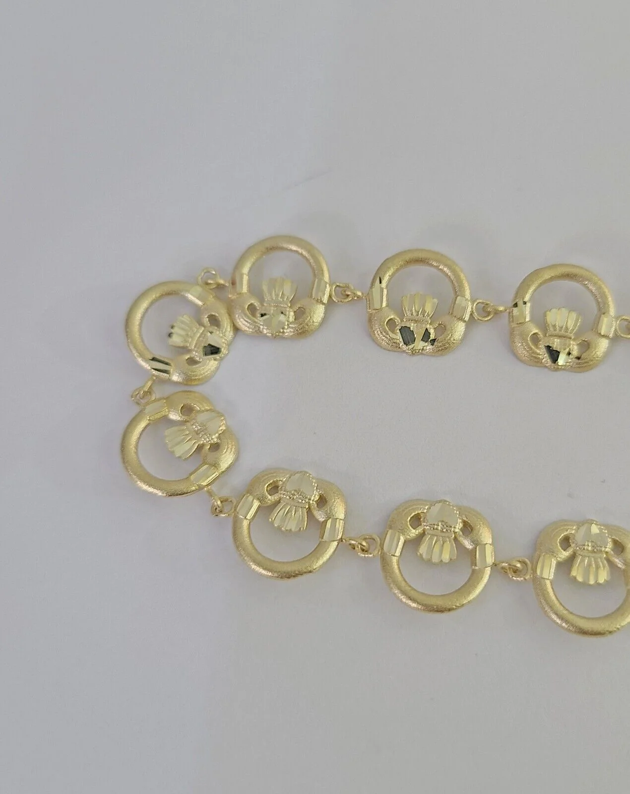 Real 10K Love Claddagh Friendship Bracelet 11mm 7 Inches 10kt Yellow Gold - Image 7